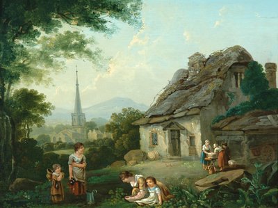 Oude Cottage, Masham, 1816 door Julius Caesar Ibbetson